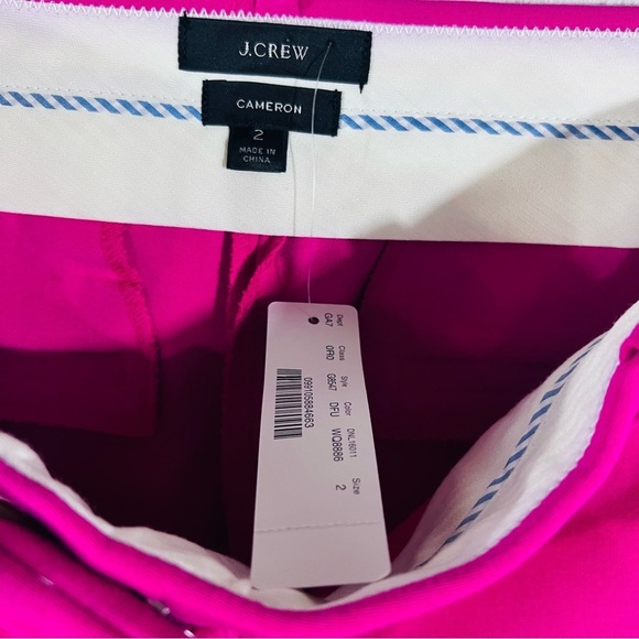 J. Crew NWT Cameron Slim Cropped Festive Pink Tailored Trousers Size 2 - Picture 7 of 8
